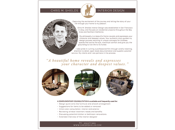 Chris M. Shields Interior Design Flyer